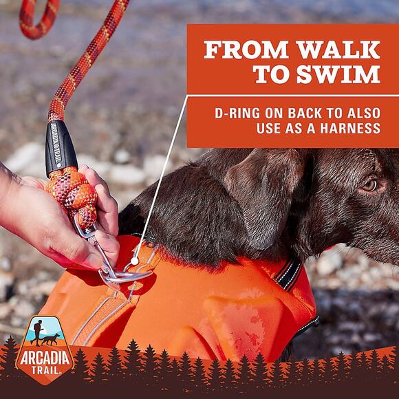 Arcadia Trail High Visibility Swim Life Jacket Dog Harness Size XS‎ Vest Orange - Picture 2 of 7